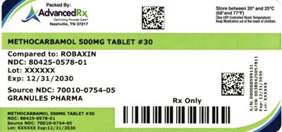 Methocarbamol 500mg #30 (Methocarbamol 500mg 80425 0578 01)